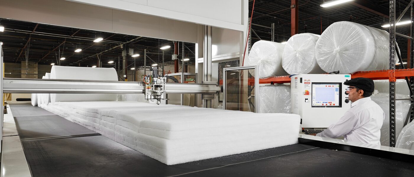 CNC cutting machine in operation on the factory floor